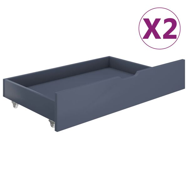 vidaXL Gavetas de cama 2 pcs madeira de pinho maci&ccedil;a cinzento-claro