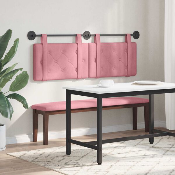 vidaXL Cabeceira Suspensa Rosa 150 x 55 x 5 cm Veludo