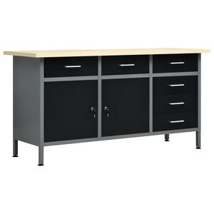 vidaXL Bancada de trabalho 160x60x85 cm a&ccedil;o preto