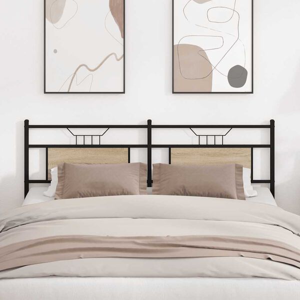 vidaXL Cabeceira de substitui&ccedil;&atilde;o 160 cm derivados madeira/a&ccedil;o carvalho sonoma