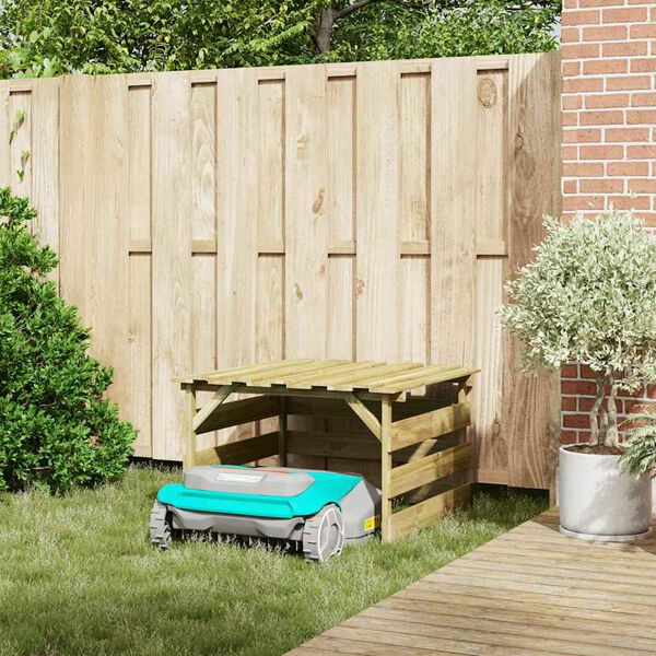vidaXL Garagem para robot corta-relva Castanho 84 x 80 x 56 cm