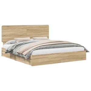 vidaXL Cama com Armazenamento com gaveta Carvalho Sonoma 180 x 200 cm