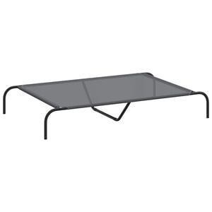 vidaXL Cama para c&atilde;es elevada 130x80x20 cm Textilene e a&ccedil;o cinzento