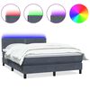 vidaXL Cama box spring c/ colch&atilde;o e LED 160x210 cm veludo cinzento-escuro