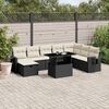 vidaXL 9 pcs conjunto de sof&aacute;s p/ jardim c/ almofad&otilde;es vime PE preto