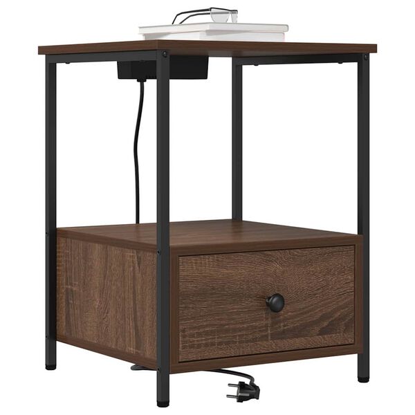 vidaXL Arm&aacute;rio de Cabeceira com gaveta Carvalho Marrom 42 x 41 x 56 cm