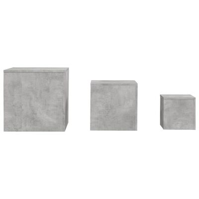 vidaXL Mesas de apoio 3 pcs contraplacado cinza cimento