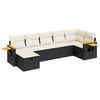 vidaXL 7 pcs conjunto de sof&aacute;s p/ jardim c/ almofad&otilde;es vime PE preto