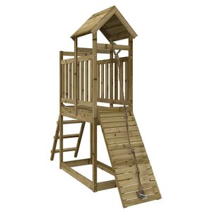 vidaXL Casa de brincar com parede de escalar pinho impregnado