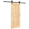 vidaXL Porta Deslizante Natural e Preto 85 x 210 cm