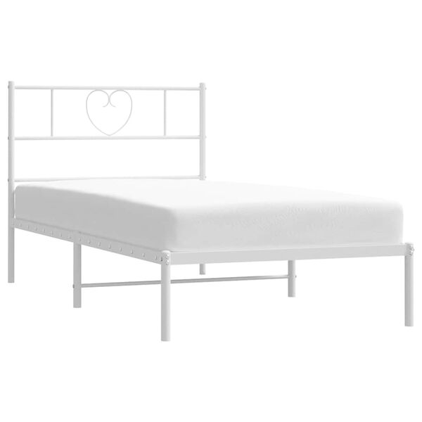 vidaXL Estrutura de cama em metal com cabeceira 107x203 cm branco