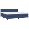 vidaXL Cama box spring c/ colch&atilde;o e LED 200x200 cm tecido azul