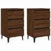 vidaXL Mesas cabeceiras pernas metal 2pcs 40x35x69cm carvalho castanho