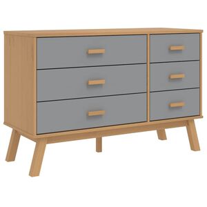 vidaXL C&oacute;moda OLDEN madeira de pinho maci&ccedil;a cinza/castanho