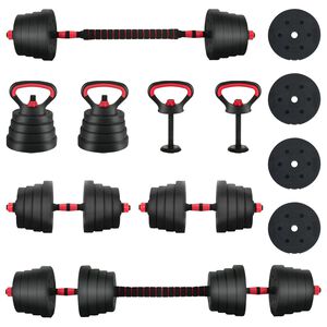 vidaXL Conjunto de Halteres 4 em 1 40kg Preto e Vermelho