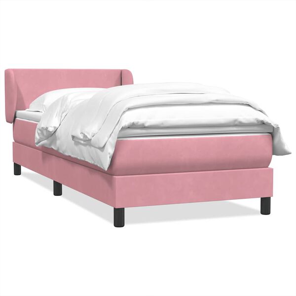 vidaXL Cama com molas/colch&atilde;o rosa 90x220 cm veludo