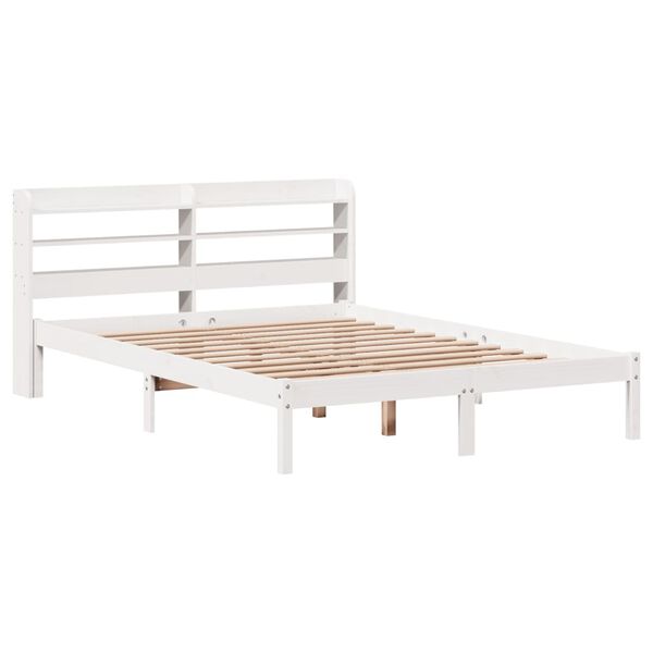 vidaXL Cama sem colch&atilde;o 140x200 cm madeira de pinho maci&ccedil;a branco