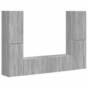 vidaXL Conjunto de m&oacute;vel de TV 6 pcs Cinza Sonoma Madeira processada