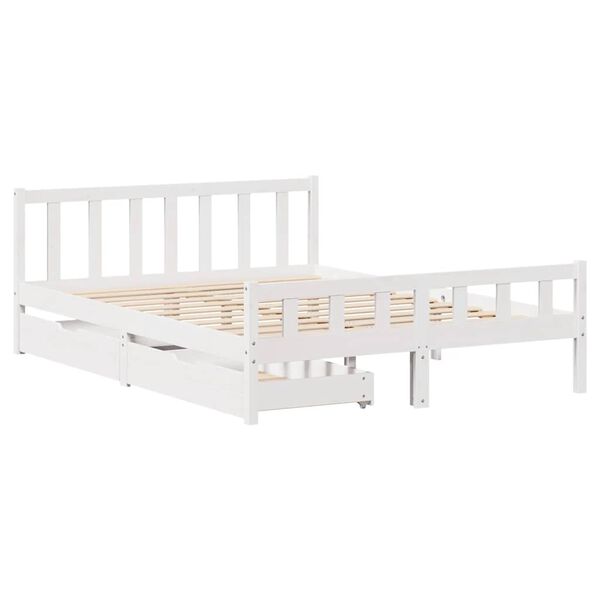 vidaXL Cama sem colchão 150x200 cm madeira de pinho maciça branco