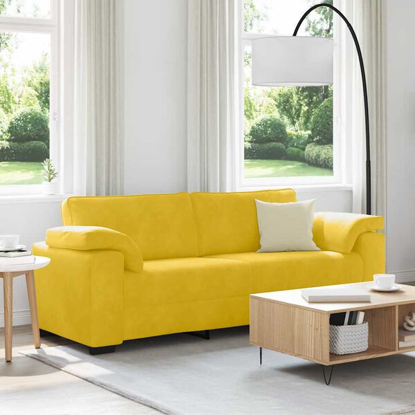 vidaXL Sof&aacute; de 3 lugares 220x77x82 cm veludo amarelo