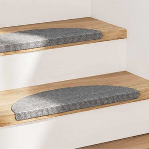 vidaXL Tapetes de escada adesivos 15 pcs 56x17x3 cm cinzento