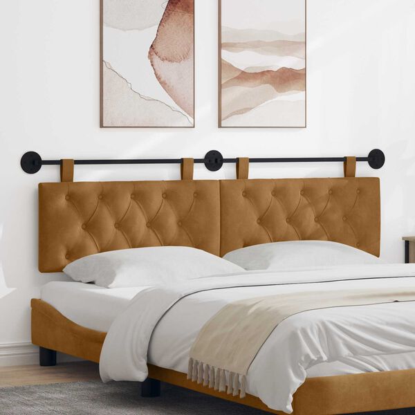vidaXL Cabeceira Suspensa Castanho 190 x 55 x 7 cm Veludo