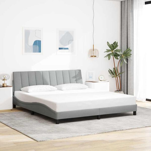 vidaXL Estrutura de cama sem colch&atilde;o Hanko 180x200 cm tecido cinzento-claro