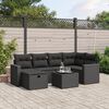 vidaXL 7 pcs conjunto de sof&aacute;s p/ jardim c/ almofad&otilde;es vime PE preto