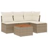 vidaXL 5 pcs conjunto de sof&aacute;s p/ jardim com almofad&otilde;es vime PE bege
