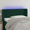 vidaXL Cabeceira cama c/ luzes LED veludo 103x16x78/88 cm verde-escuro