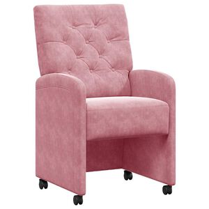 vidaXL Cadeiras de Jantar com Rodas 2 pcs Rosa 58 x 67 x 97 cm Veludo