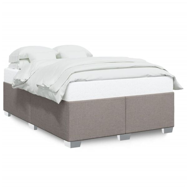 vidaXL Cama sem colch&atilde;o 140x190 cm tecido castanho-acinzentado