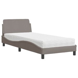 vidaXL Cama com colch&atilde;o Dover 80x200 cm tecido castanho-acinzentado