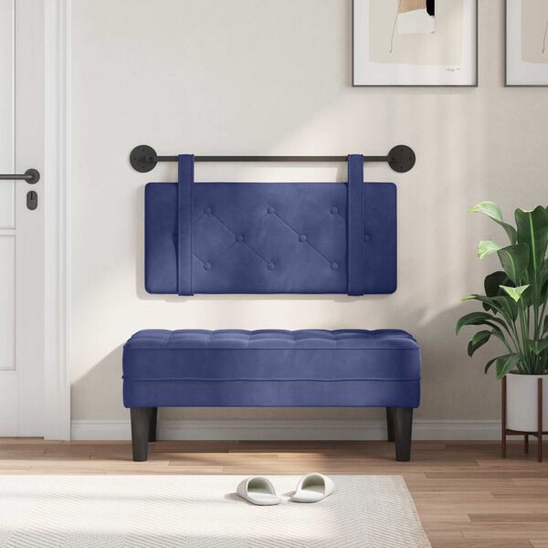 vidaXL Cabeceira Suspensa Azul Pol&iacute;cia 100 x 55 x 5 cm Veludo