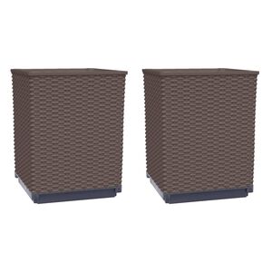 vidaXL Vasos/floreiras 2 pcs 30x30x37 cm polipropileno castanho