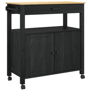 vidaXL Carrinho de Cozinha Liso Preto 88,5 x 40 x 48 cm