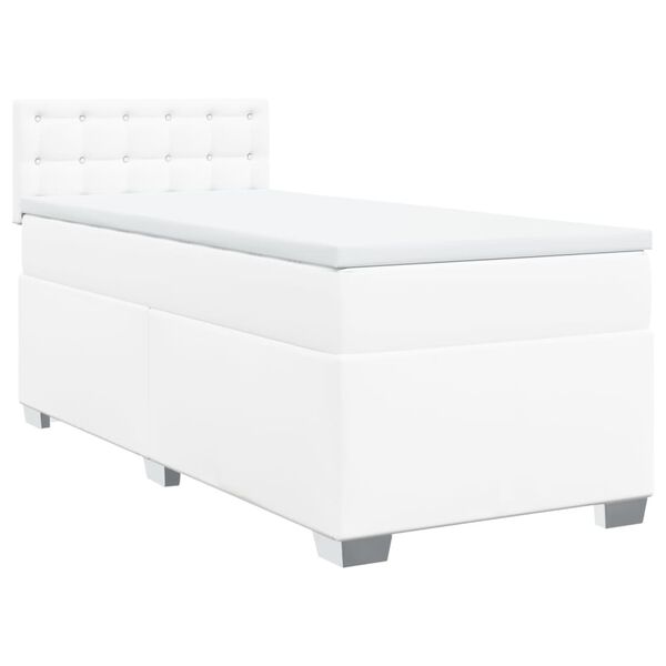 vidaXL Cama com molas/colchão 100x200 cm couro artificial branco