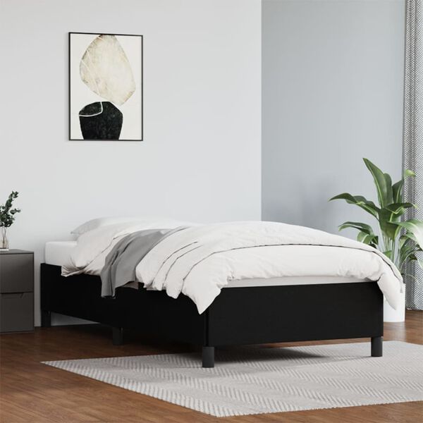 vidaXL Estrutura de cama 90x200 cm couro artificial preto