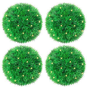 vidaXL Bolas artificiais de buxo com luzes LED 4 pcs verde 12 cm