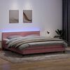 vidaXL Cama box spring c/ colch&atilde;o e LED 180x210 cm veludo Rosa