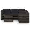 vidaXL 6 pcs conj. lounge jardim + almofad&otilde;es madeira impreg. cinzento