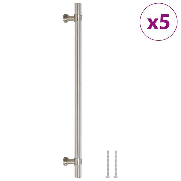 vidaXL Puxadores para m&oacute;veis 5 pcs 224 mm a&ccedil;o inoxid&aacute;vel prateado