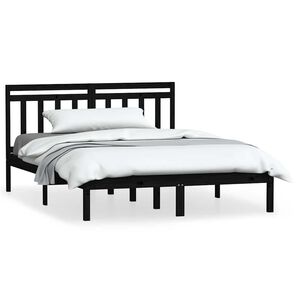 vidaXL Estrutura de cama 140x190 cm madeira de pinho maci&ccedil;a preto