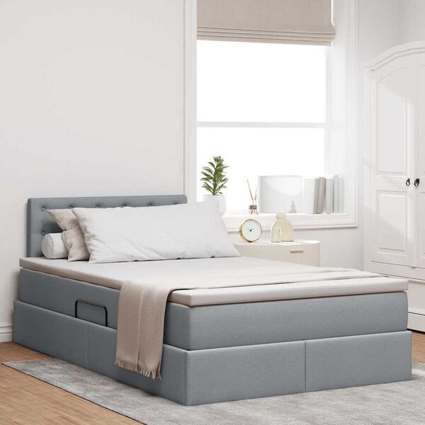 vidaXL Cama com arruma&ccedil;&atilde;o e colch&atilde;o Cinzento-claro 120 x 190 cm