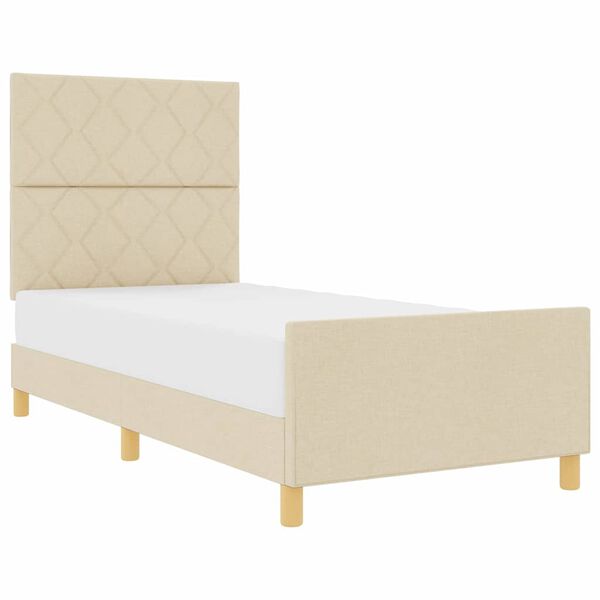 vidaXL Estrutura da Cama com cabeceira Creme 90 x 200 cm tecido