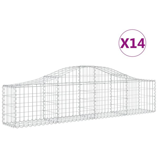 vidaXL Cestos gabião arqueados 14pcs 200x30x40/60 cm ferro galvanizado