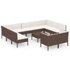 vidaXL 12 pcs conjunto lounge jardim c/ almofad&otilde;es vime PE castanho