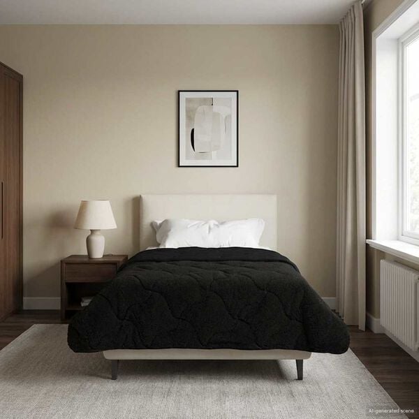 vidaXL Edredom de Ver&atilde;o Simples Colchonete Preto 140 x 200 cm