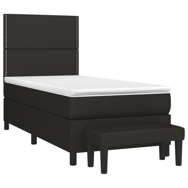 vidaXL Cama com molas/colch&atilde;o 90x190 cm tecido preto