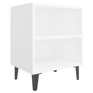 vidaXL Mesa de cabeceira com pernas em metal 40x30x50 cm branco
